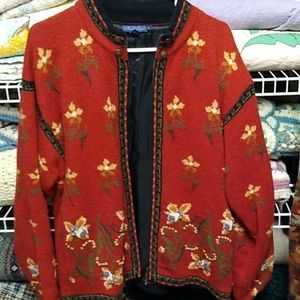 Lined zippered cardigan sweater